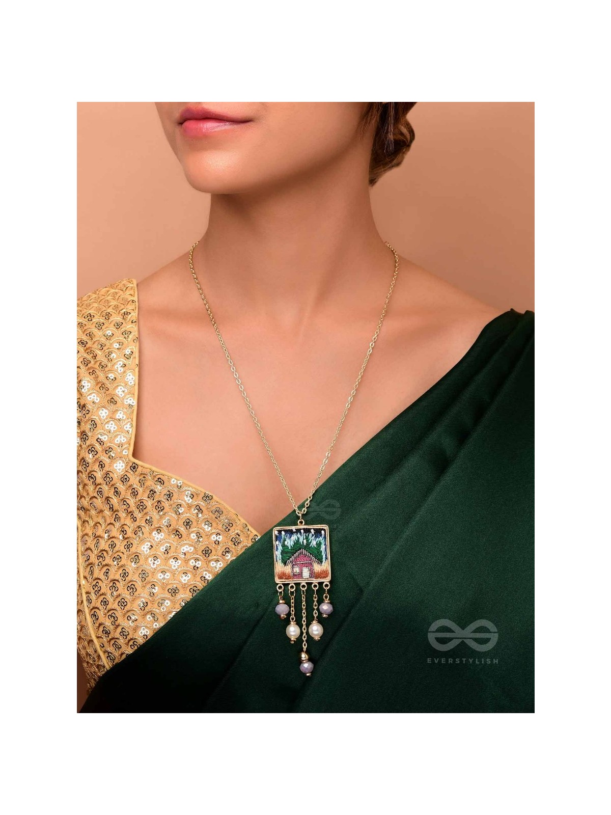 Damya - The Dreamhouse Heaven - Golden Embellished Hand Embroidered Neckpiece