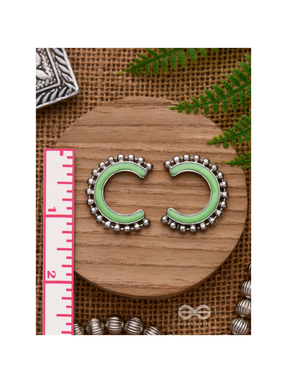 CRISP SPRINGTIMES - SILVER ENAMELLED EARRINGS