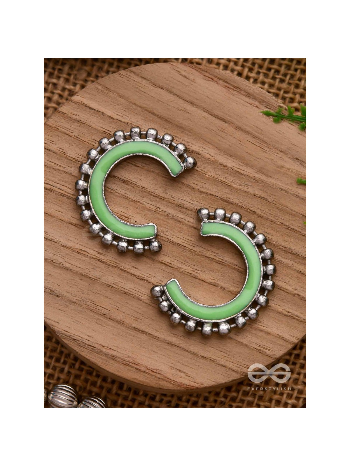 CRISP SPRINGTIMES - SILVER ENAMELLED EARRINGS