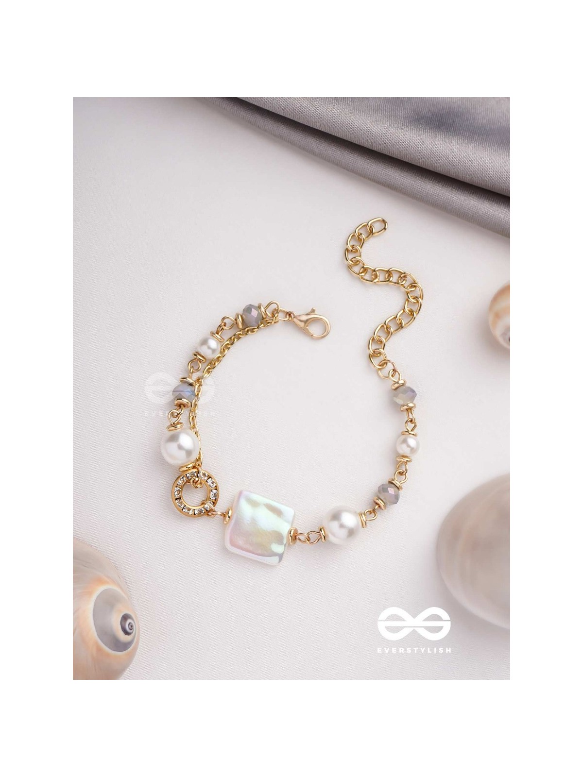 CLASSIC IVORY ALLURE - GOLDEN EMBELLISHED BRACELET WITH ANTI TARNISH COATING 