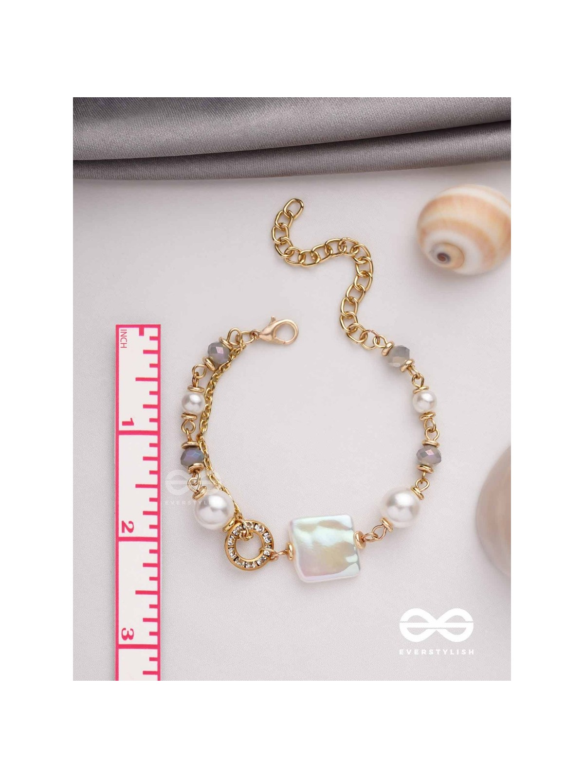 CLASSIC IVORY ALLURE - GOLDEN EMBELLISHED BRACELET WITH ANTI TARNISH COATING 