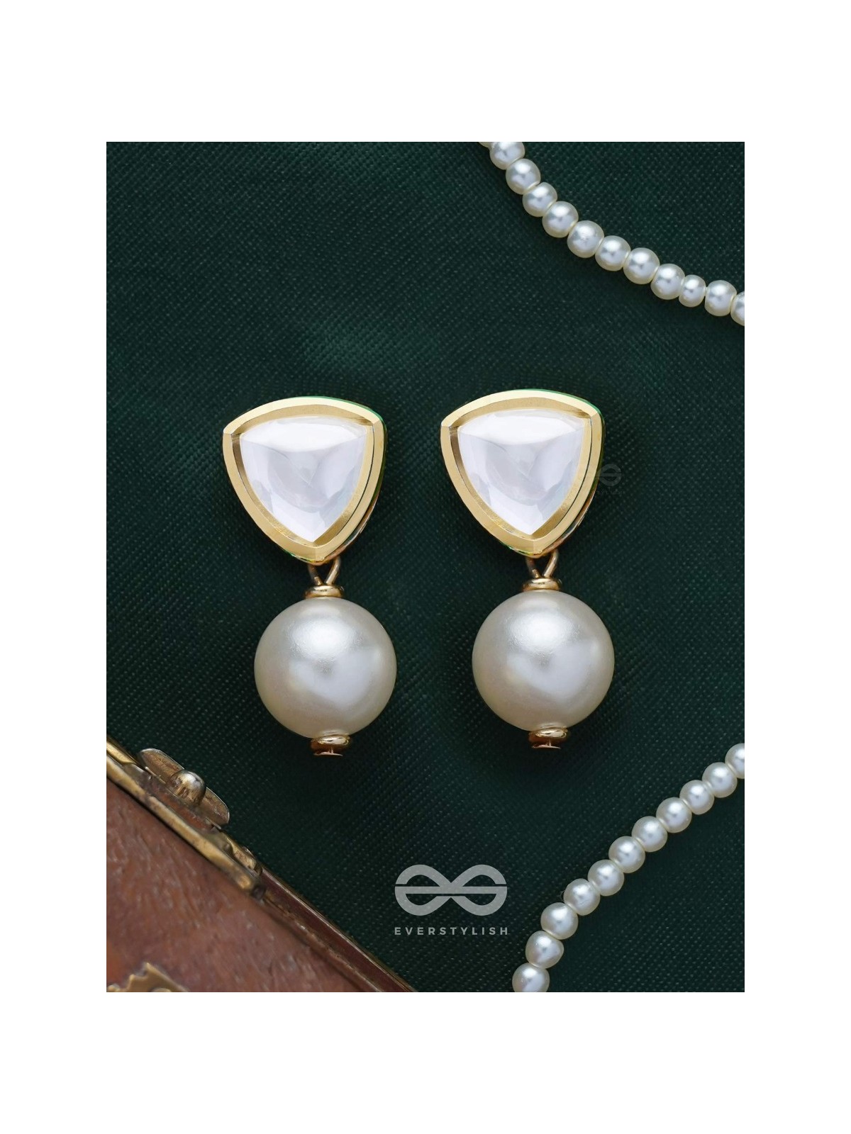 Adesa - Stellar Mirage - Golden Embellished Polki And Kundan Earrings