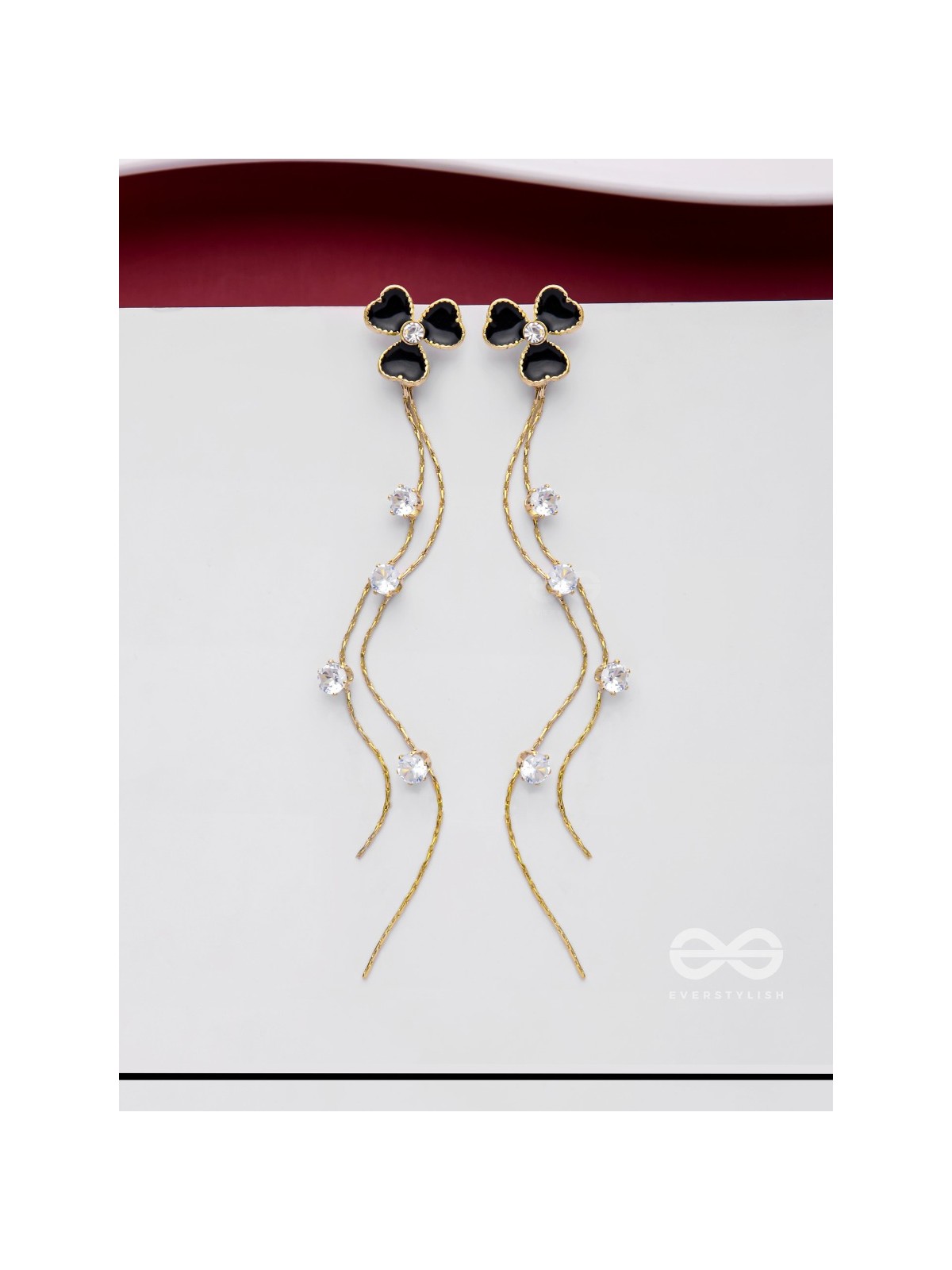BLOOMIN' MIDNIGHT - GOLDEN EMBELLISHED EARRINGS