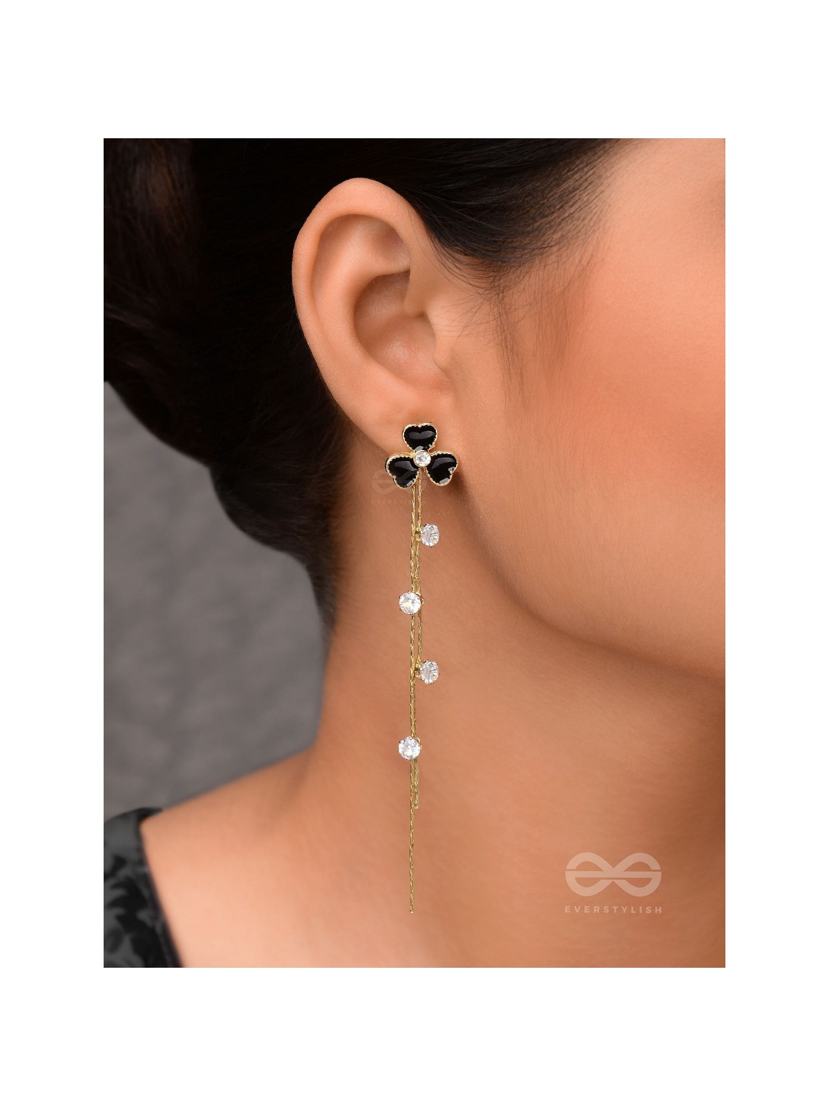 BLOOMIN' MIDNIGHT - GOLDEN EMBELLISHED EARRINGS