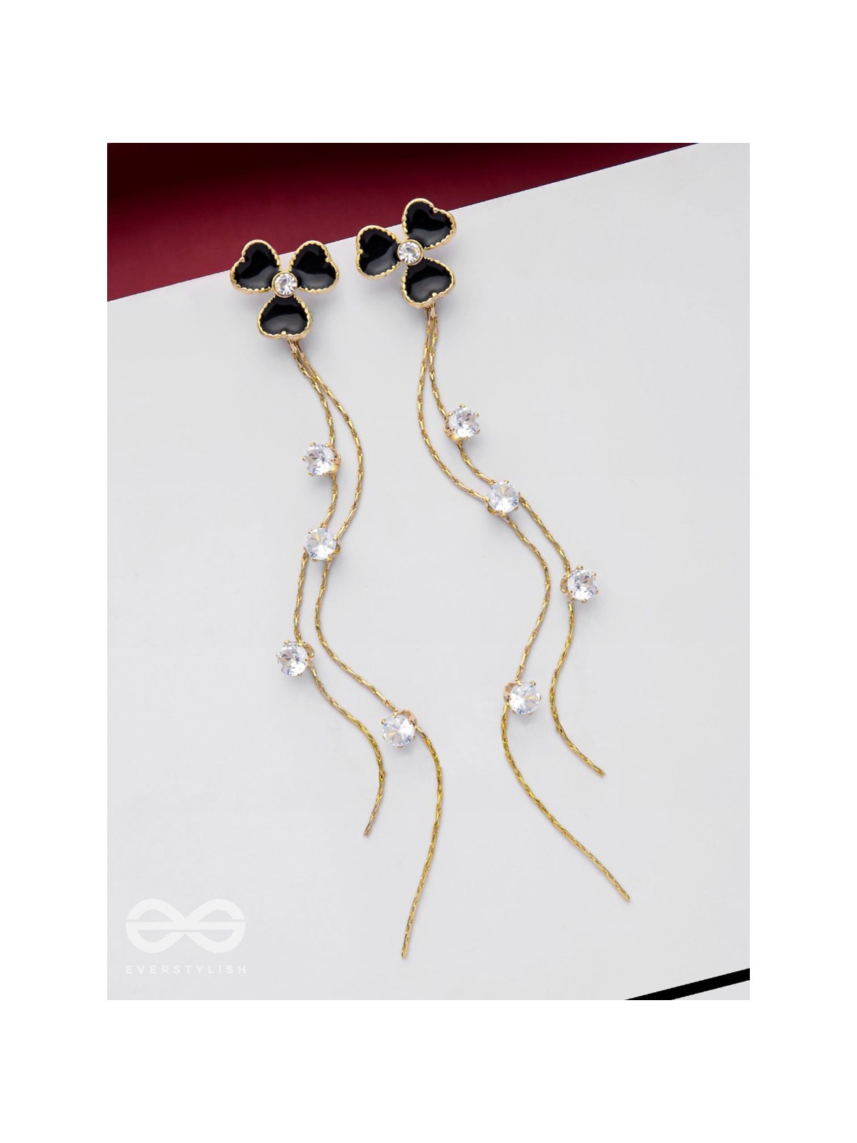 BLOOMIN' MIDNIGHT - GOLDEN EMBELLISHED EARRINGS