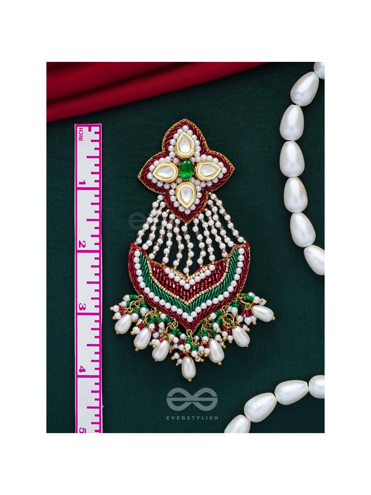 Nirdhaarya - Making The Statement - Pearls, Beads, Polki And Kundan Finished Hand Embroidered Earrings