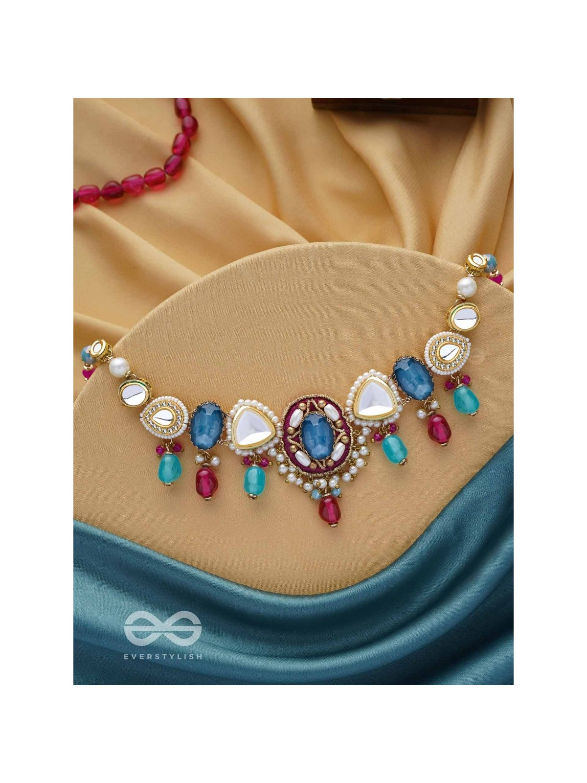 VAIYATYA - THE CELESTIAL GLOW - STONE, BEADS, POLKI AND KUNDAN FINISHED EMBROIDERED NECKPIECE