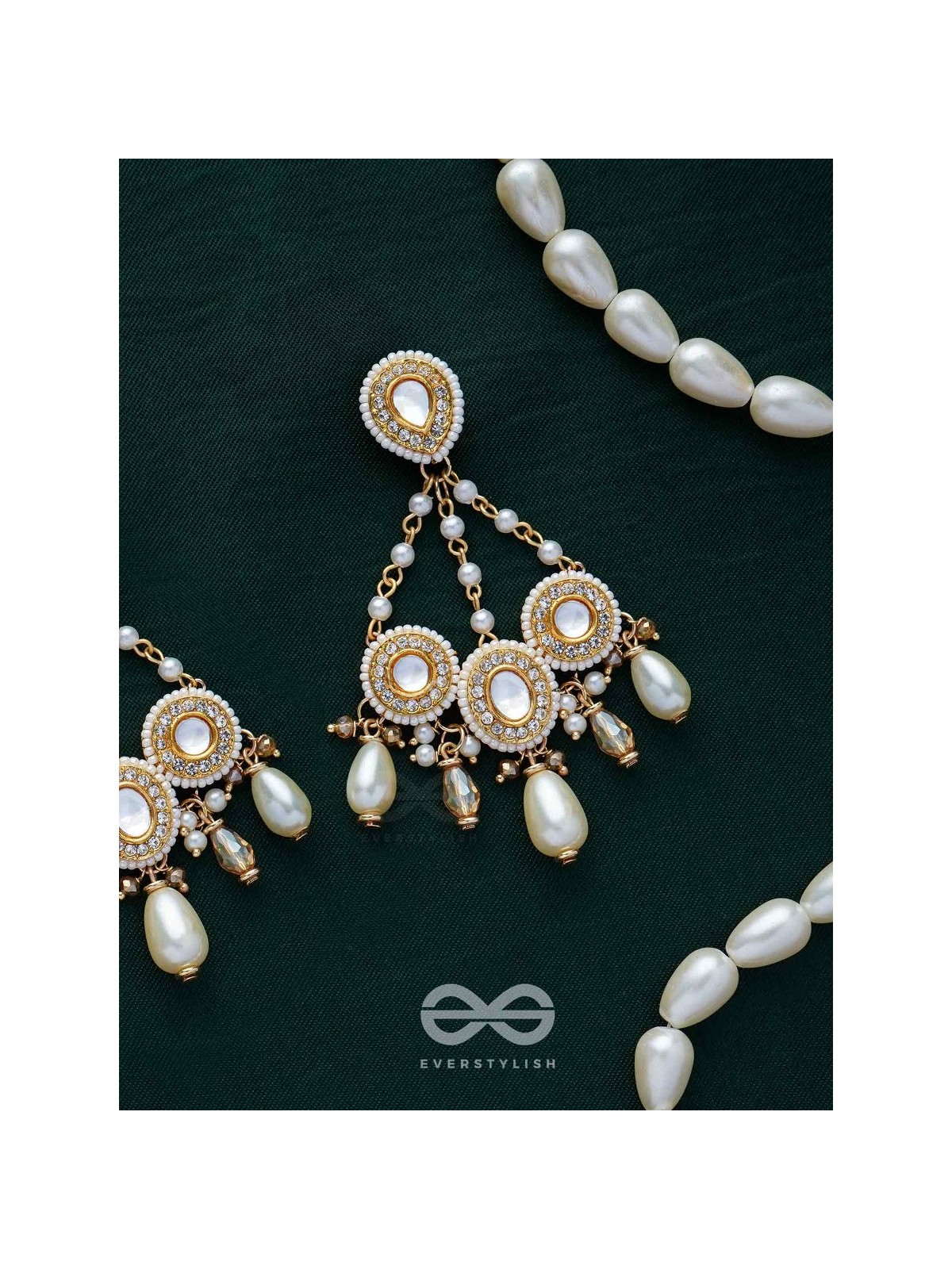 Avadata - Dazzling Giltz N Glamour - Golden Embellished Polki And Kundan Earrings