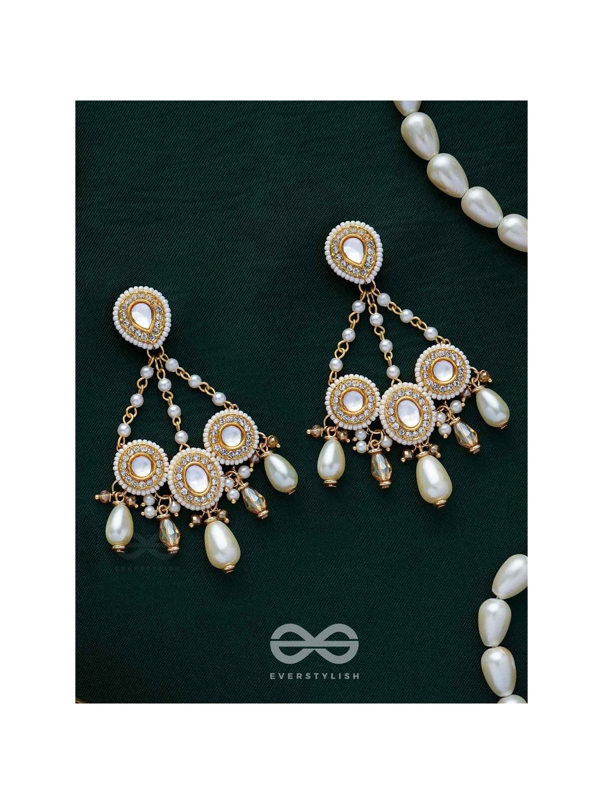 Avadata - Dazzling Giltz N Glamour - Golden Embellished Polki And Kundan Earrings