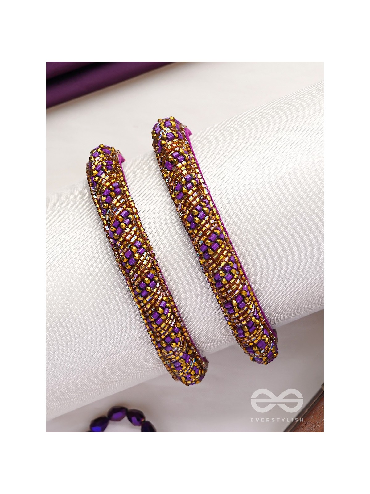 DHVANTI - THE DARK STAR - CUTDANA AND BEADS EMBROIDERED BANGLES (SET OF 2)