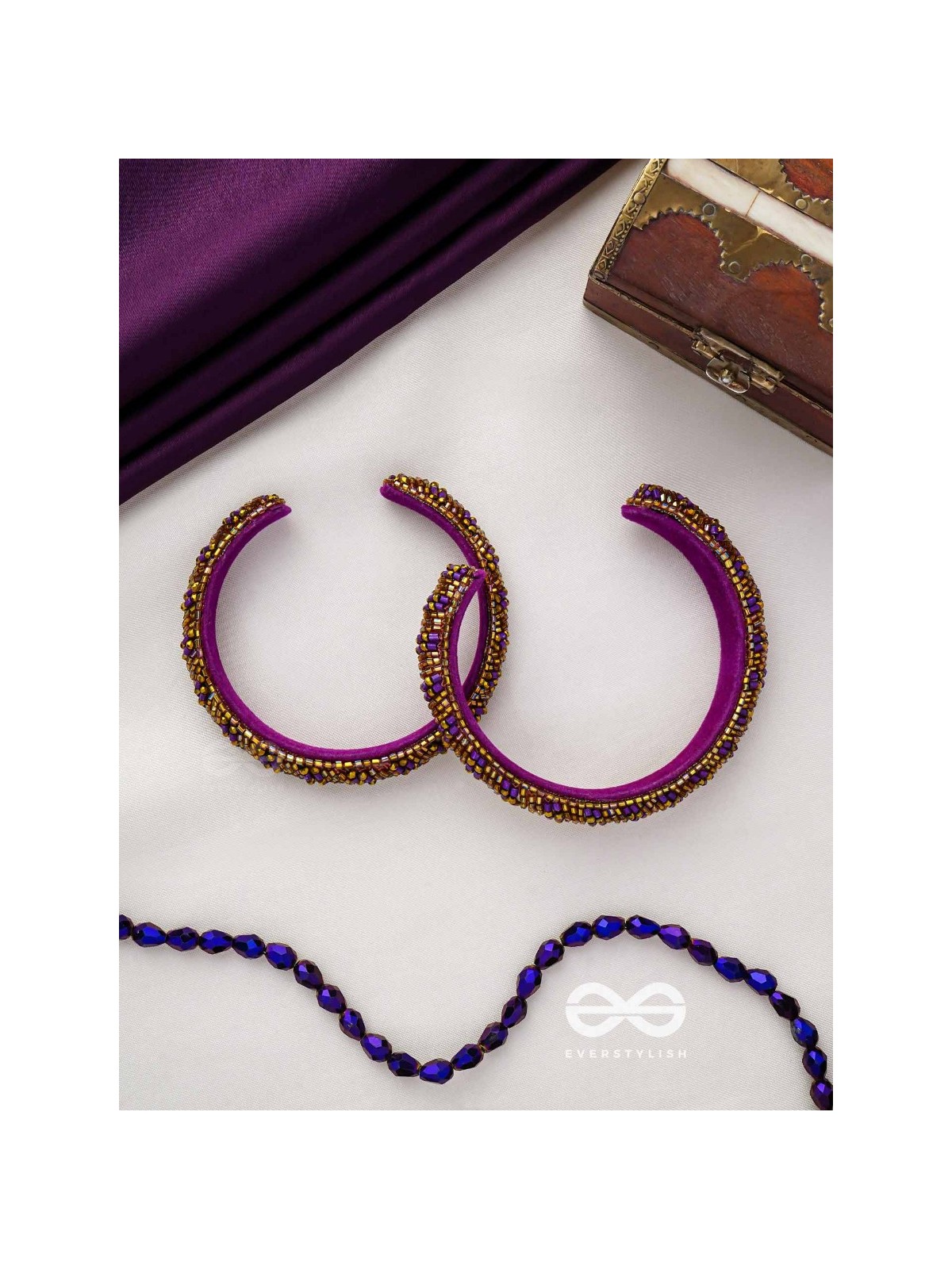 DHVANTI - THE DARK STAR - CUTDANA AND BEADS EMBROIDERED BANGLES (SET OF 2)