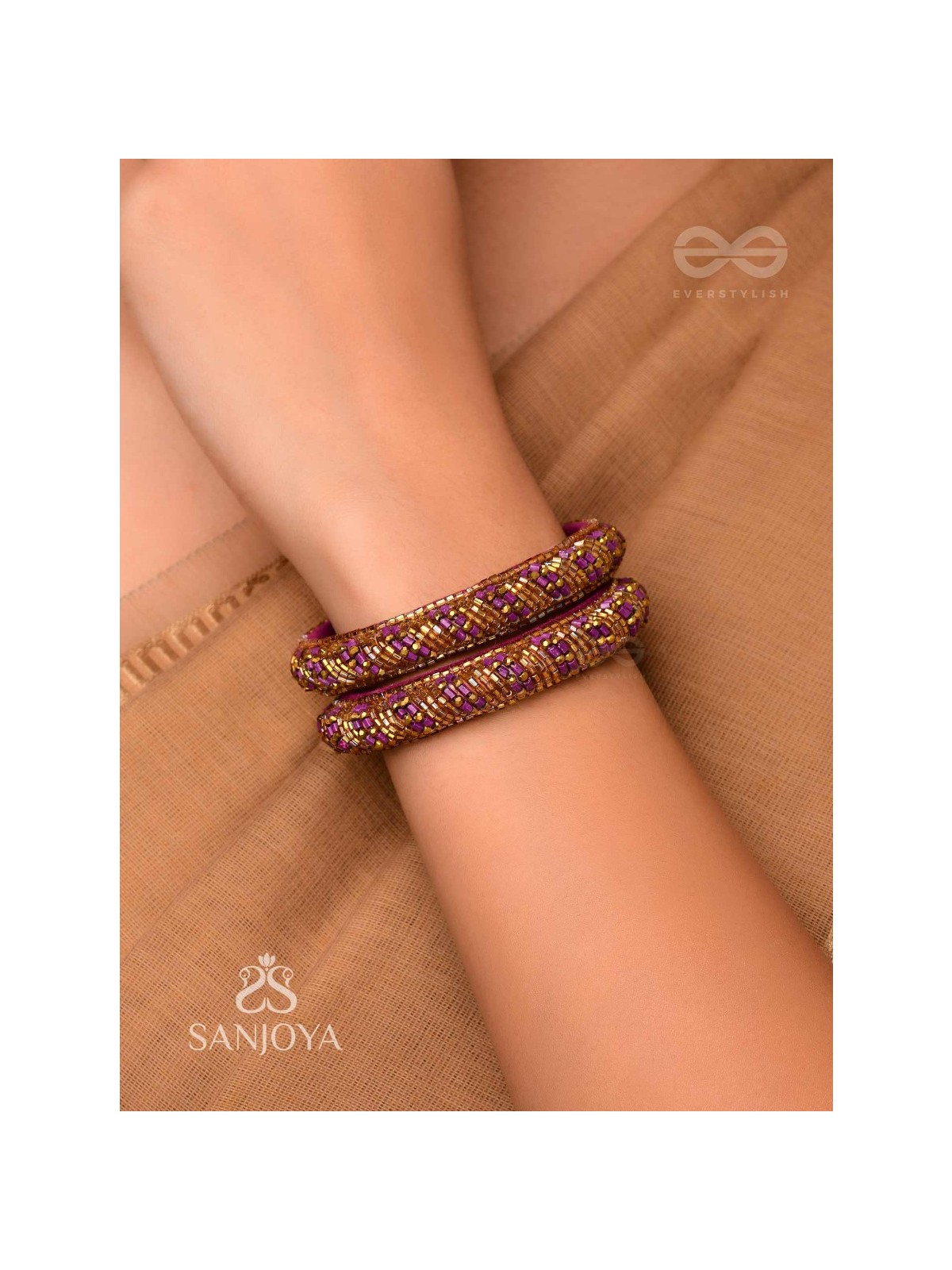 DHVANTI - THE DARK STAR - CUTDANA AND BEADS EMBROIDERED BANGLES (SET OF 2)