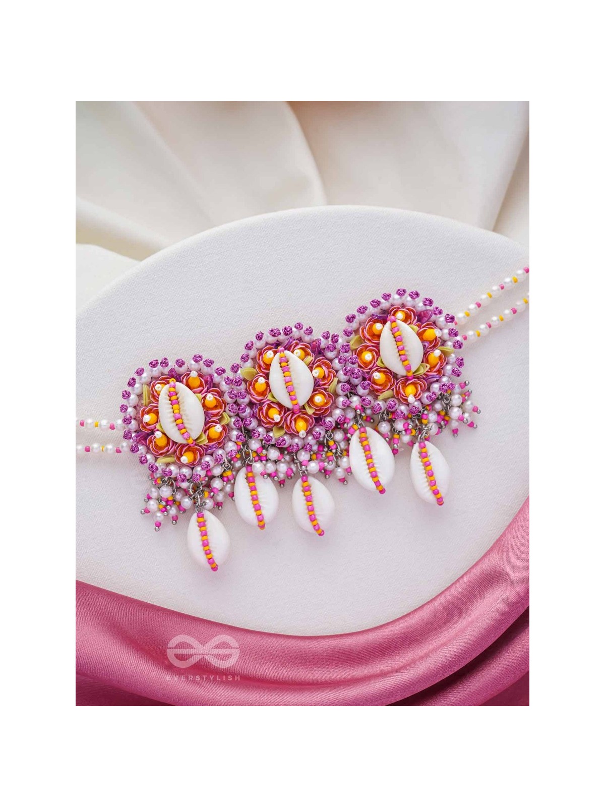 DRAPA - OCEAN MELODY BLOSSOMS - SHELL AND BEADS EMBROIDERED NECKLACE