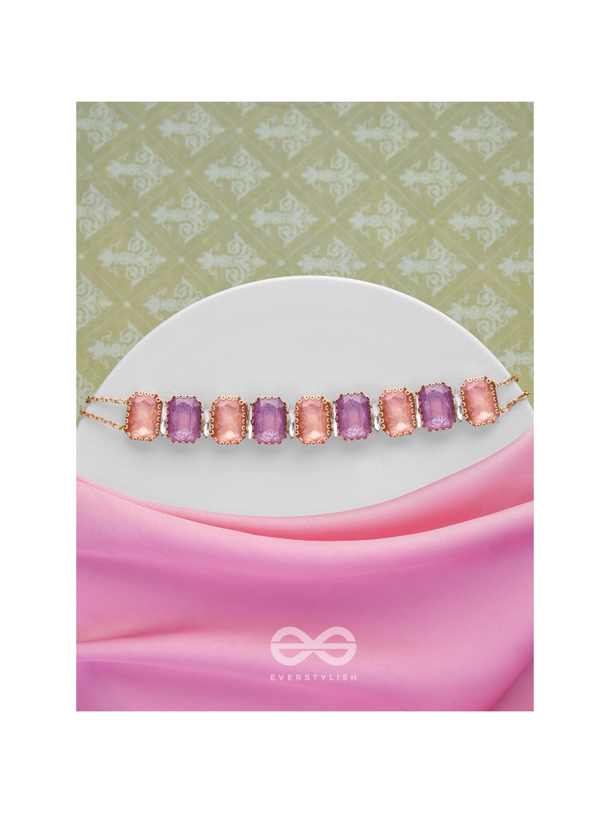 The Tropical Blush - Statement Choker Neckpiece With Anti-Tarnish Coating (Orange & Purple)