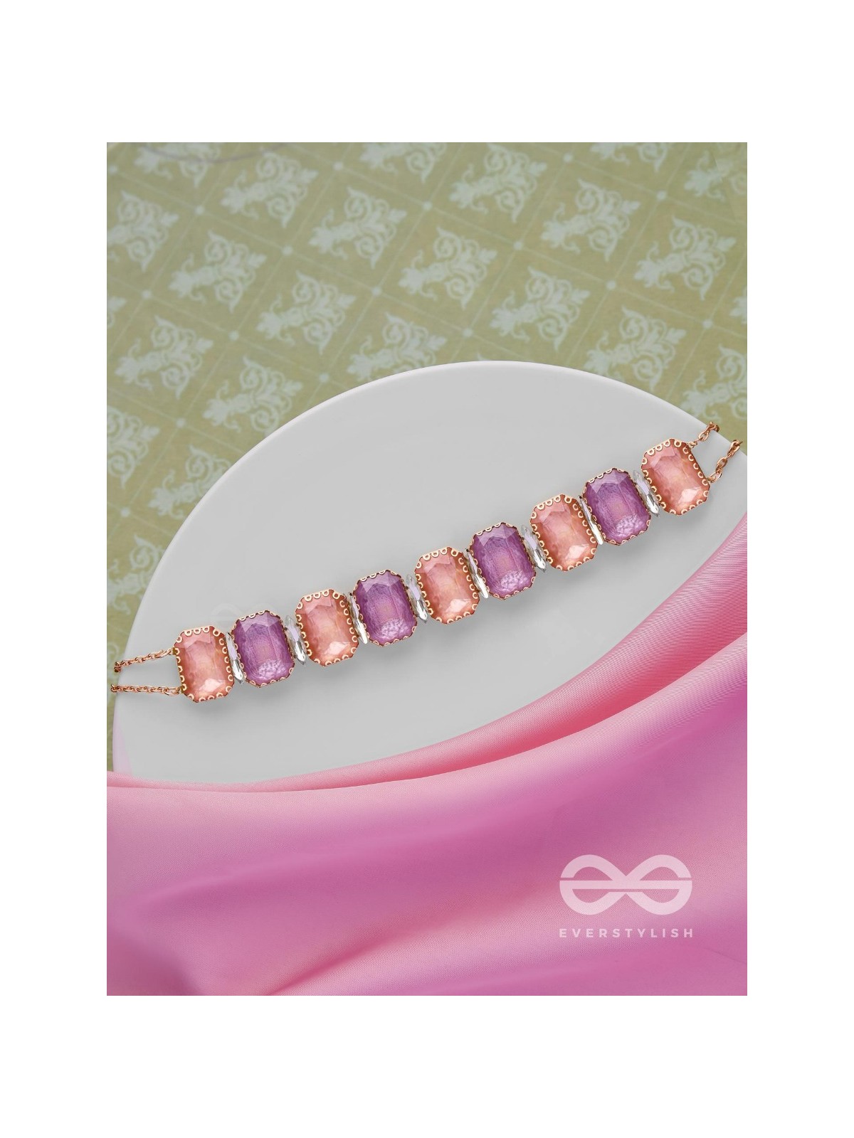The Tropical Blush - Statement Choker Neckpiece With Anti-Tarnish Coating (Orange & Purple)