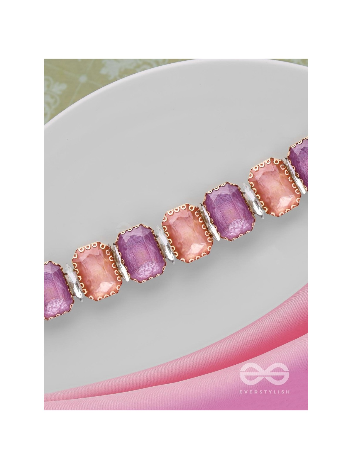 The Tropical Blush - Statement Choker Neckpiece With Anti-Tarnish Coating (Orange & Purple)