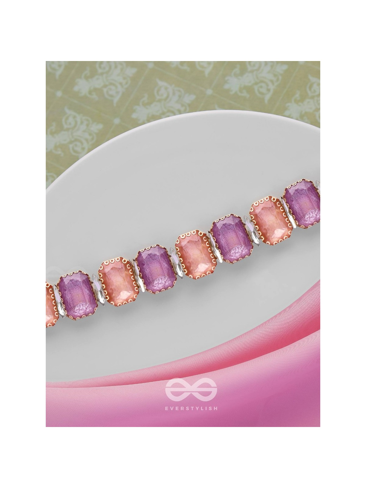 The Tropical Blush - Statement Choker Neckpiece With Anti-Tarnish Coating (Orange & Purple)