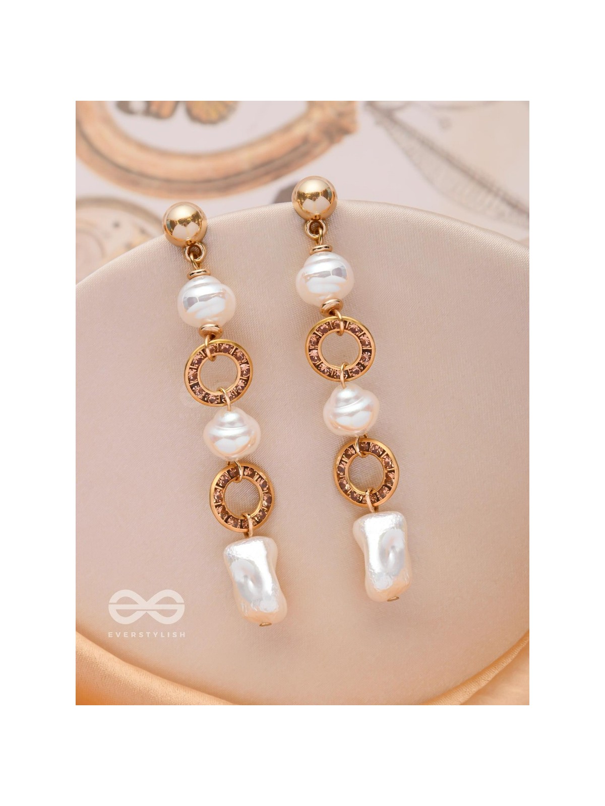 CHAMPAGNE WHISPERS - GOLDEN EMBELLISHED EARRINGS