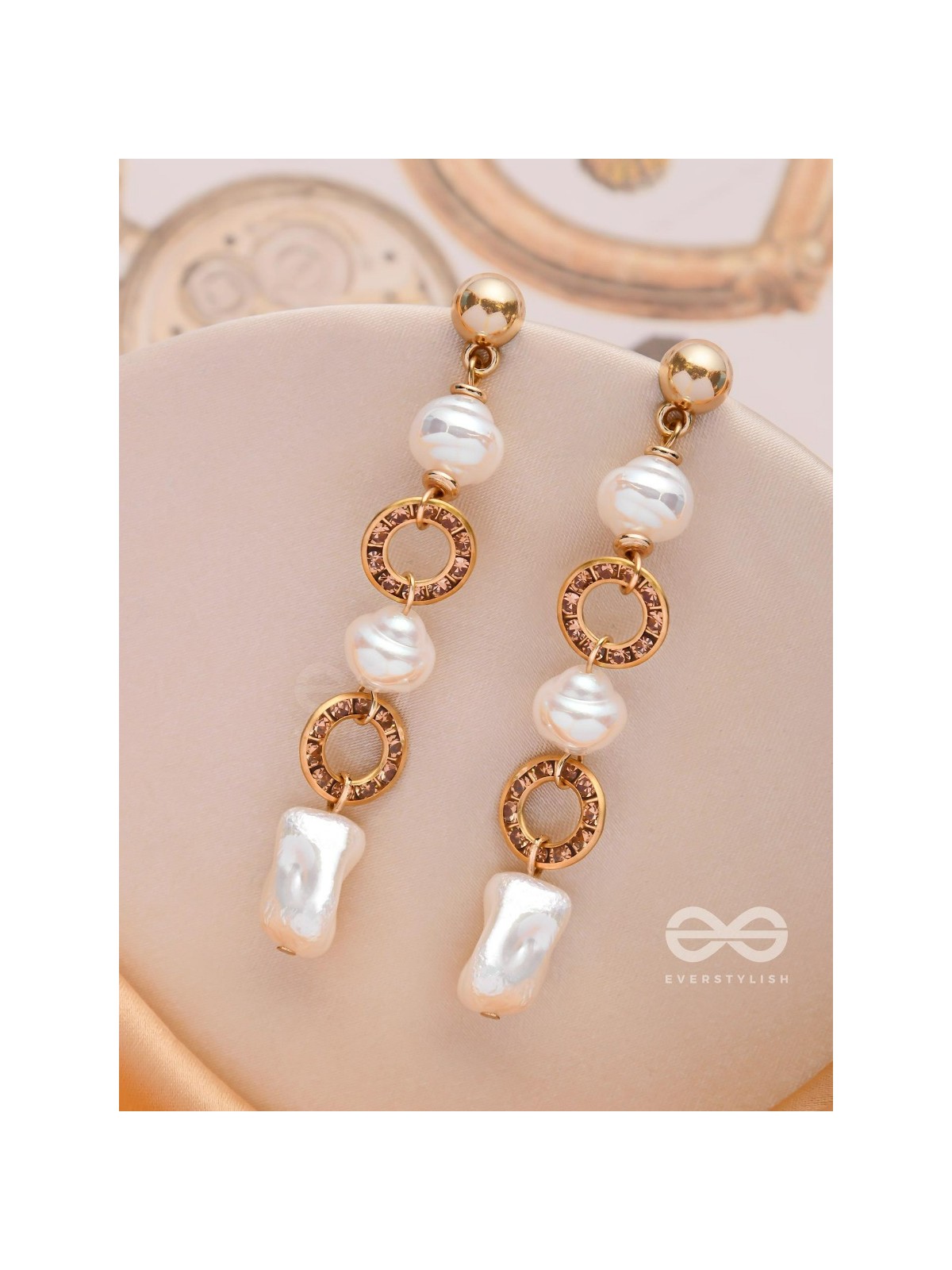 CHAMPAGNE WHISPERS - GOLDEN EMBELLISHED EARRINGS