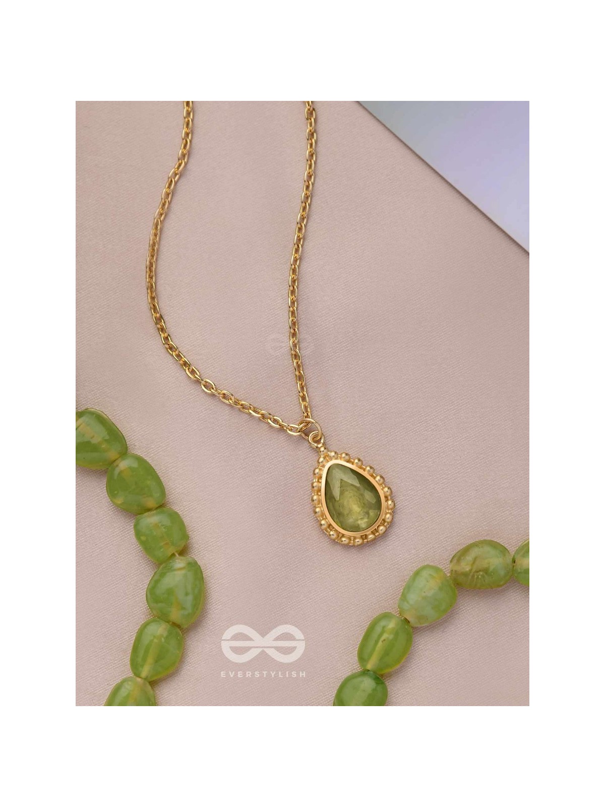 Dewdrop Enchantment - Golden Embellished Neckpiece With Anti-Tarnish Coating 