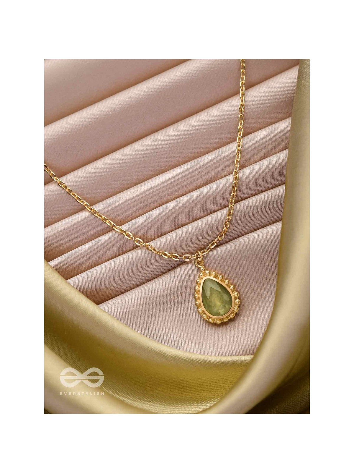 Dewdrop Enchantment - Golden Embellished Neckpiece With Anti-Tarnish Coating 