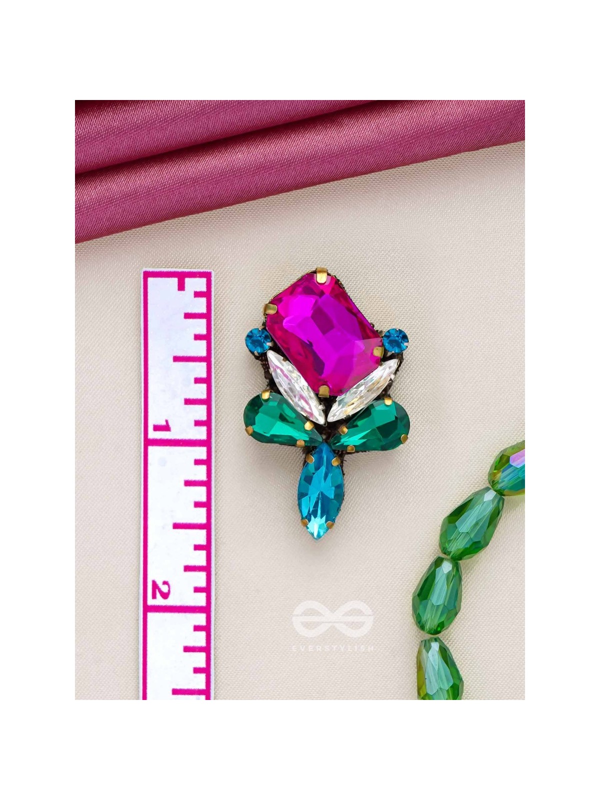 Mahamani- The Imperial Stone - Stones Hand Embroidered Earrings (Multicolour)