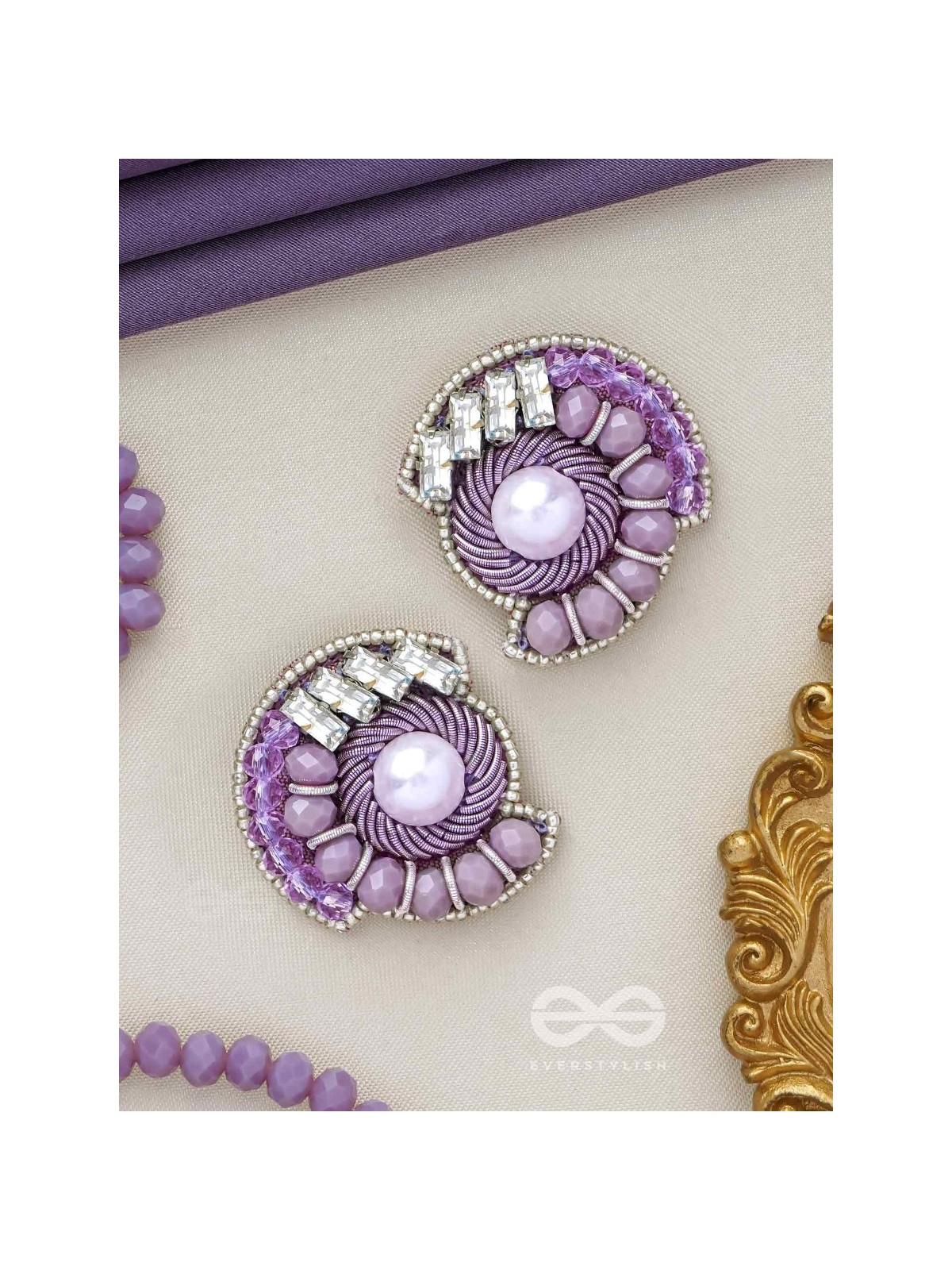 ANUKA - THE CLASSIC BEADS - PEARL, BEADS AND STONE EMBROIDERED EARRINGS