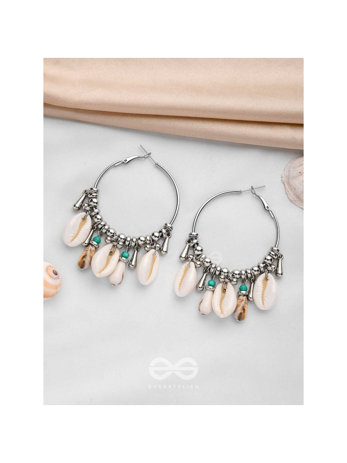Swings Of Seashore - Statement Silver Hoop Earrings