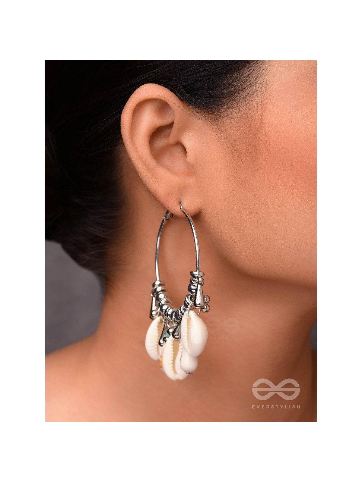 Swings Of Seashore - Statement Silver Hoop Earrings