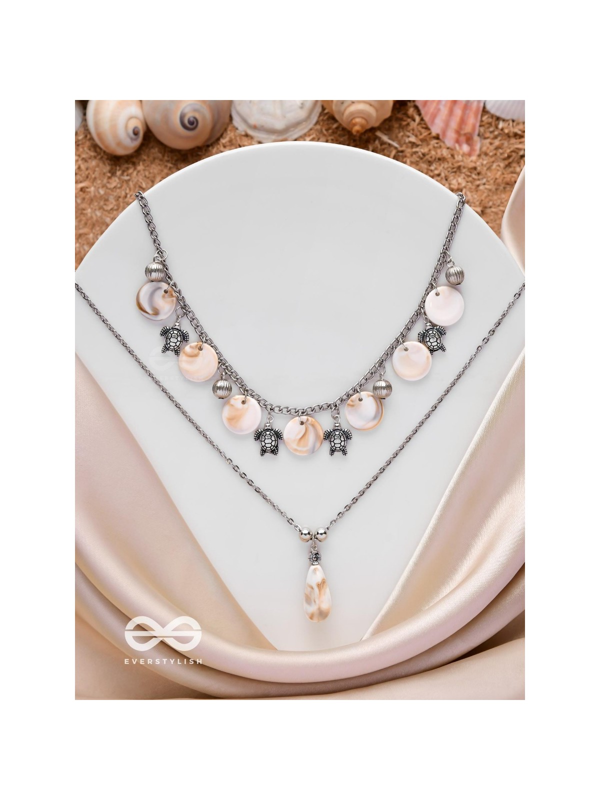 SEASIDE SECRETS - OXIDISED EMBELLISHED MULTILAYER NECKPIECE