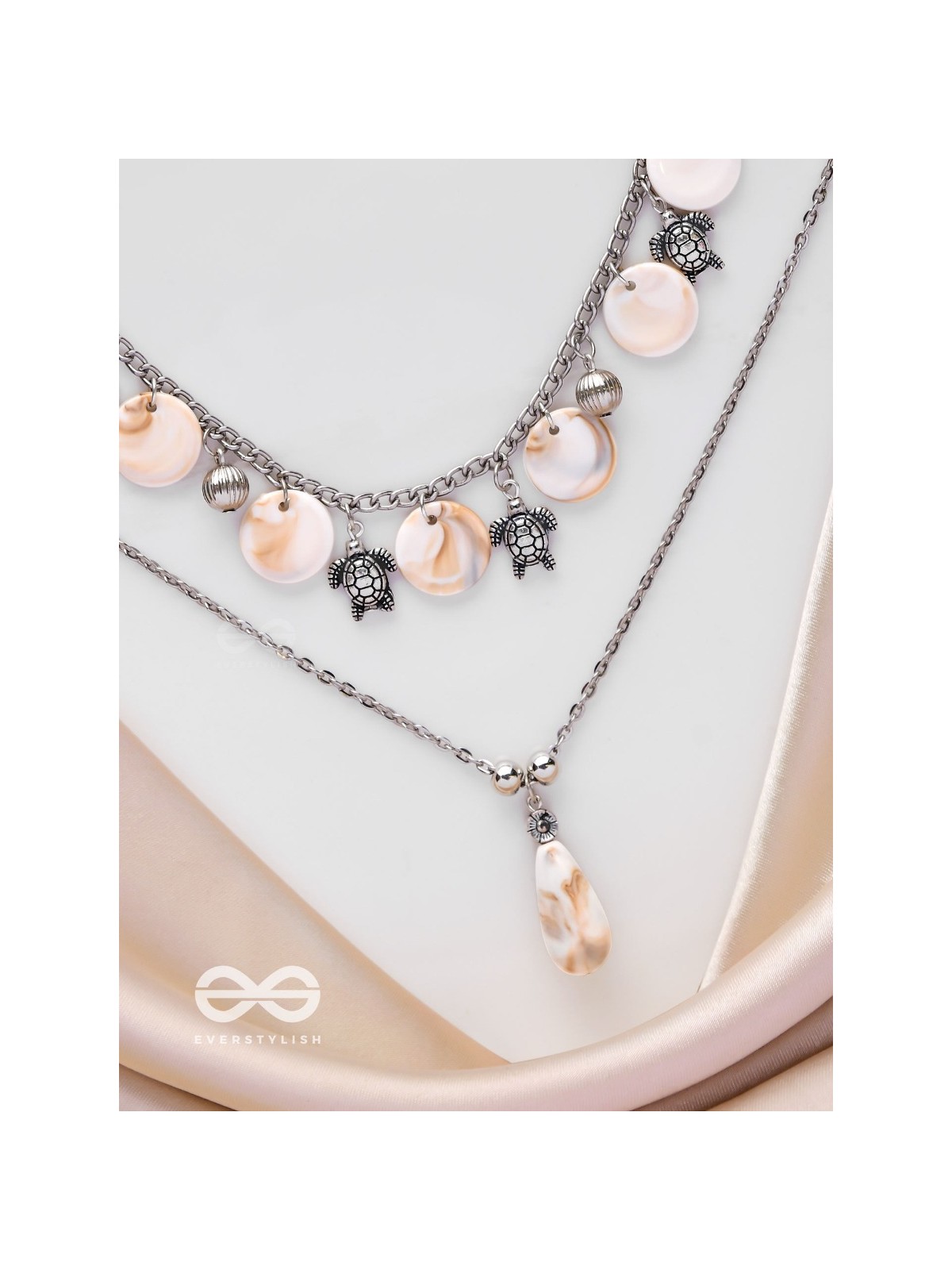 SEASIDE SECRETS - OXIDISED EMBELLISHED MULTILAYER NECKPIECE