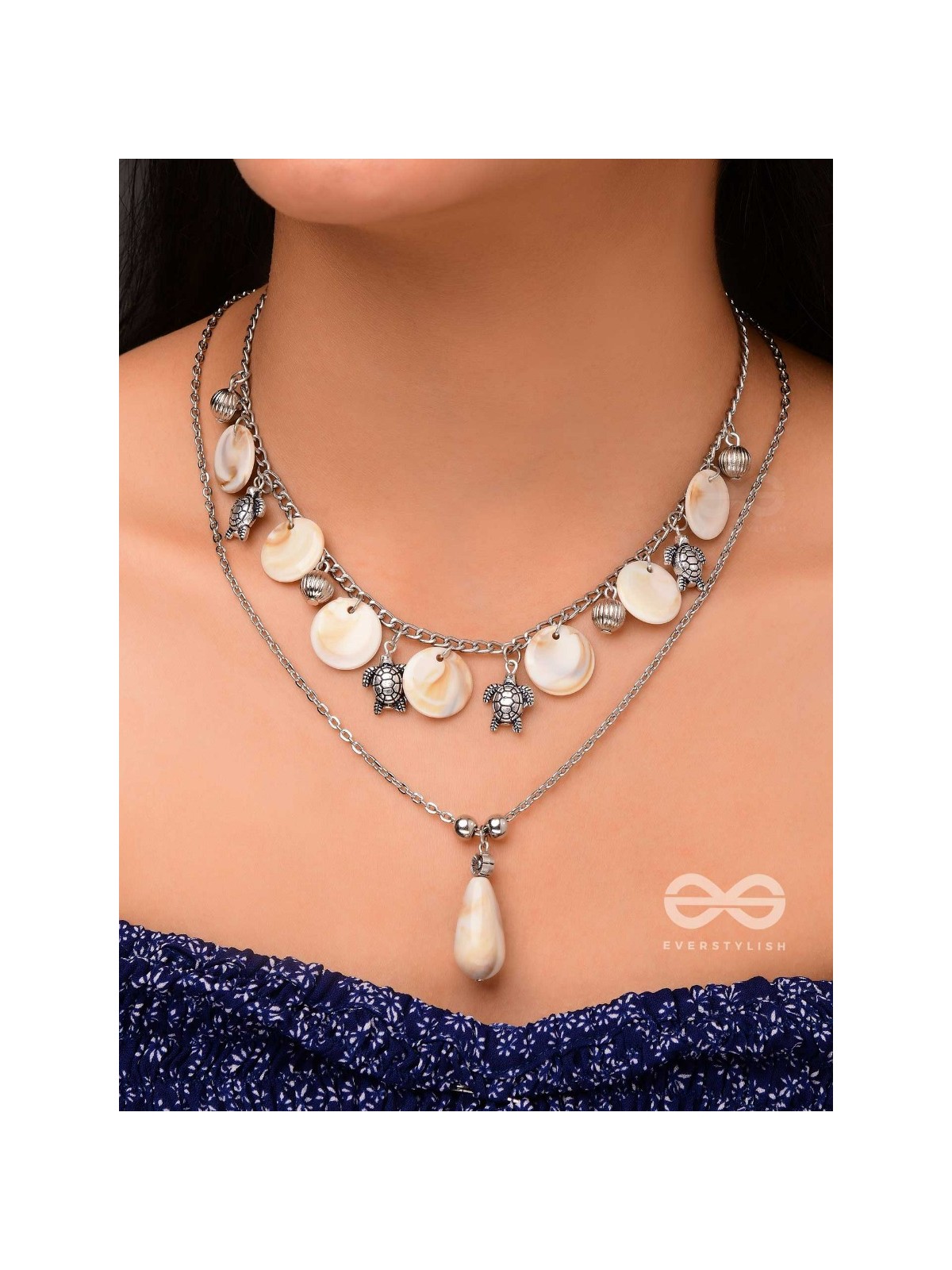 SEASIDE SECRETS - OXIDISED EMBELLISHED MULTILAYER NECKPIECE