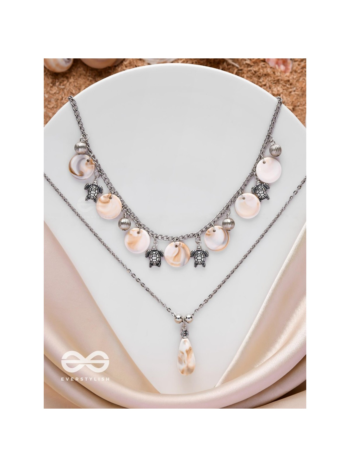 SEASIDE SECRETS - OXIDISED EMBELLISHED MULTILAYER NECKPIECE