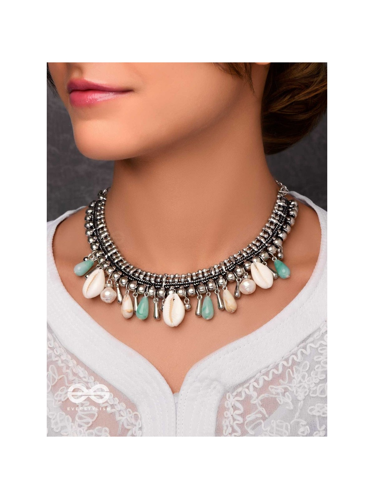 SEASCAPE TINSELS - OXIDISED EMBELLISHED NECKPIECE