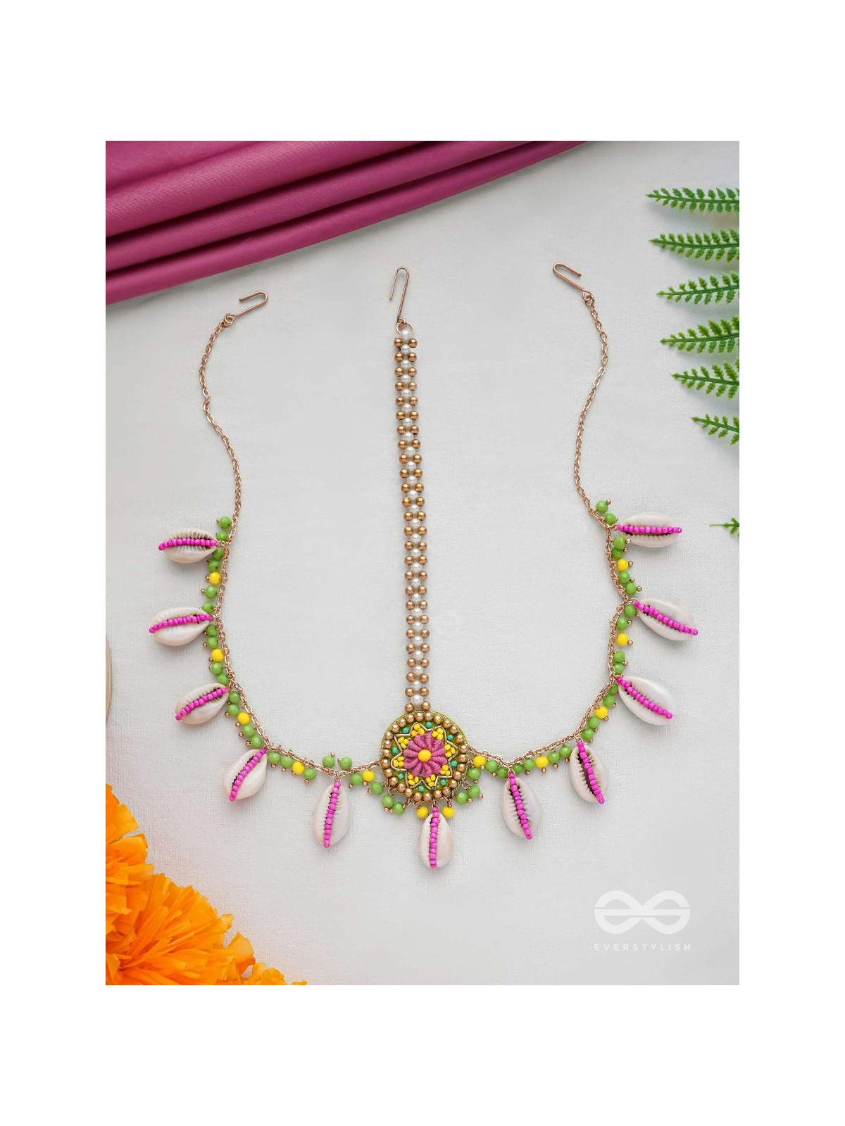 DIVABHITA - DIVINELY DRESSED - RESHAM, SHELL AND BEADS EMBROIDERED MAANGTIKA