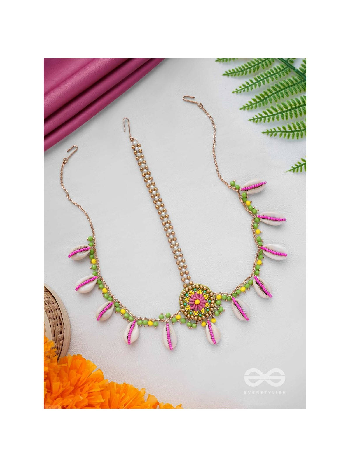 DIVABHITA - DIVINELY DRESSED - RESHAM, SHELL AND BEADS EMBROIDERED MAANGTIKA