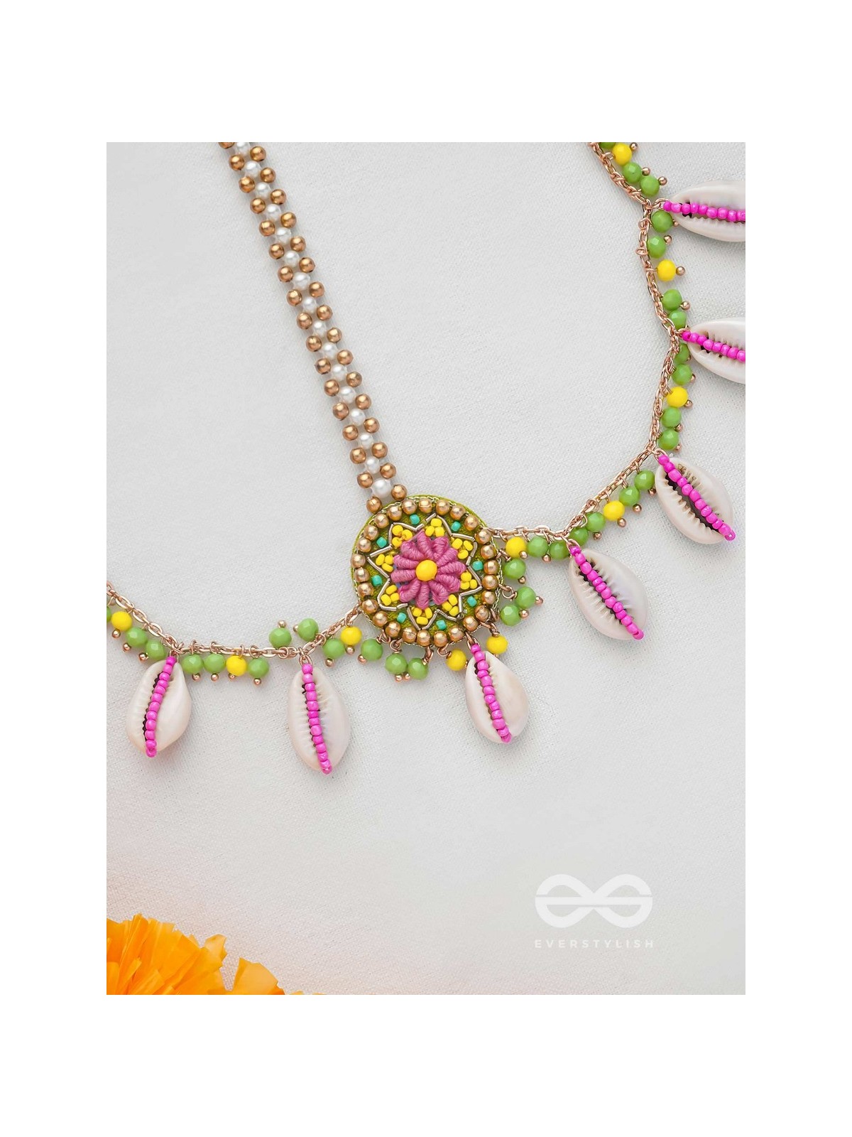 DIVABHITA - DIVINELY DRESSED - RESHAM, SHELL AND BEADS EMBROIDERED MAANGTIKA