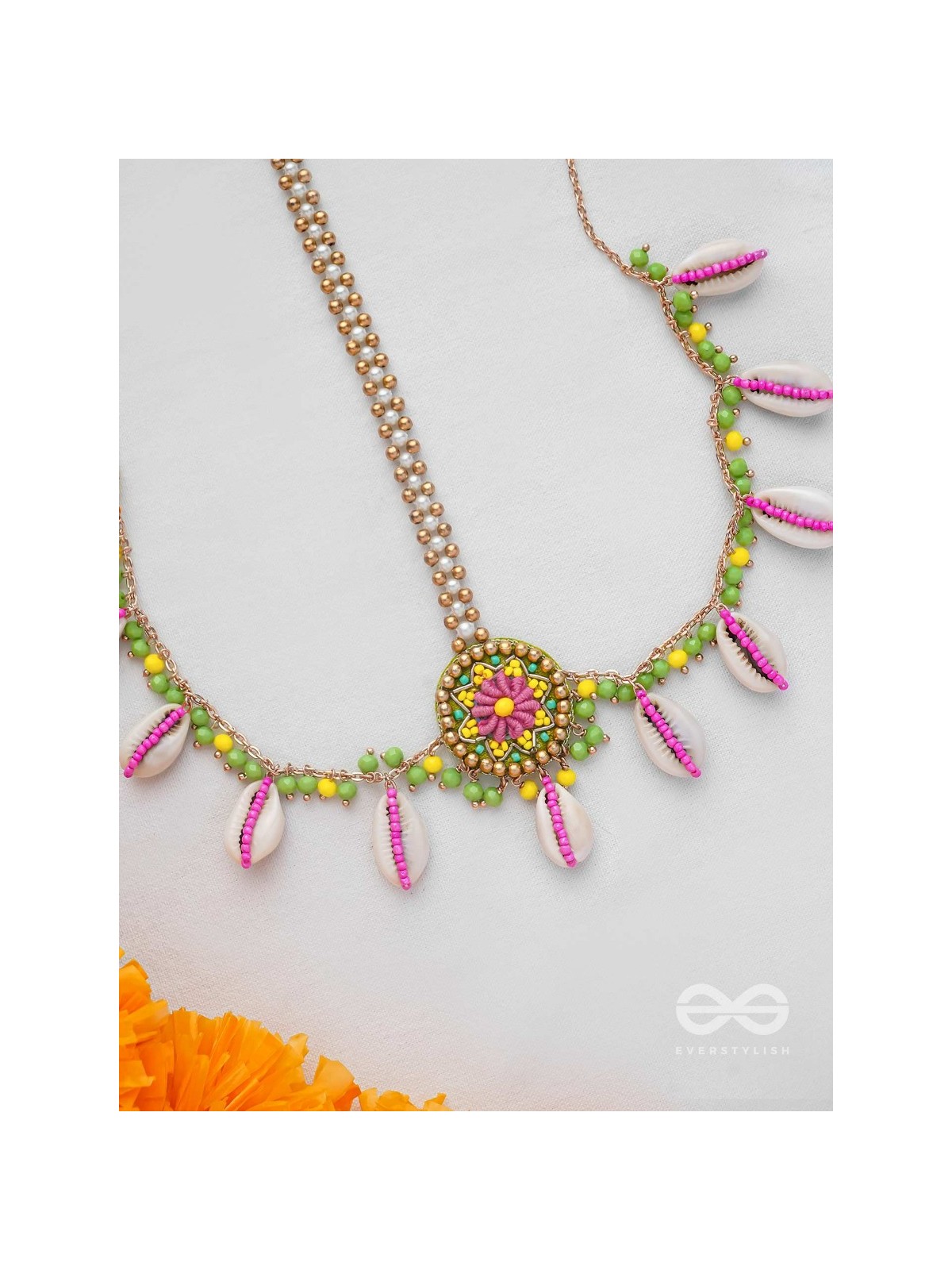 DIVABHITA - DIVINELY DRESSED - RESHAM, SHELL AND BEADS EMBROIDERED MAANGTIKA