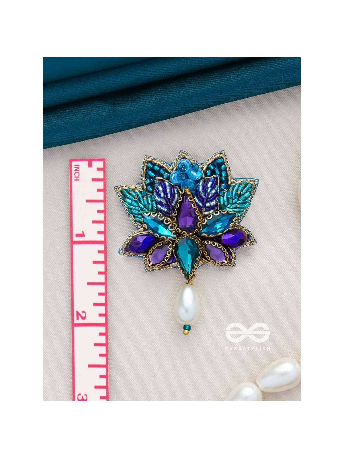 KAIRAVINI- THE LUSTROUS LOTUS - STONE, CUTDANA AND BEADS EMBROIDERED EARRINGS