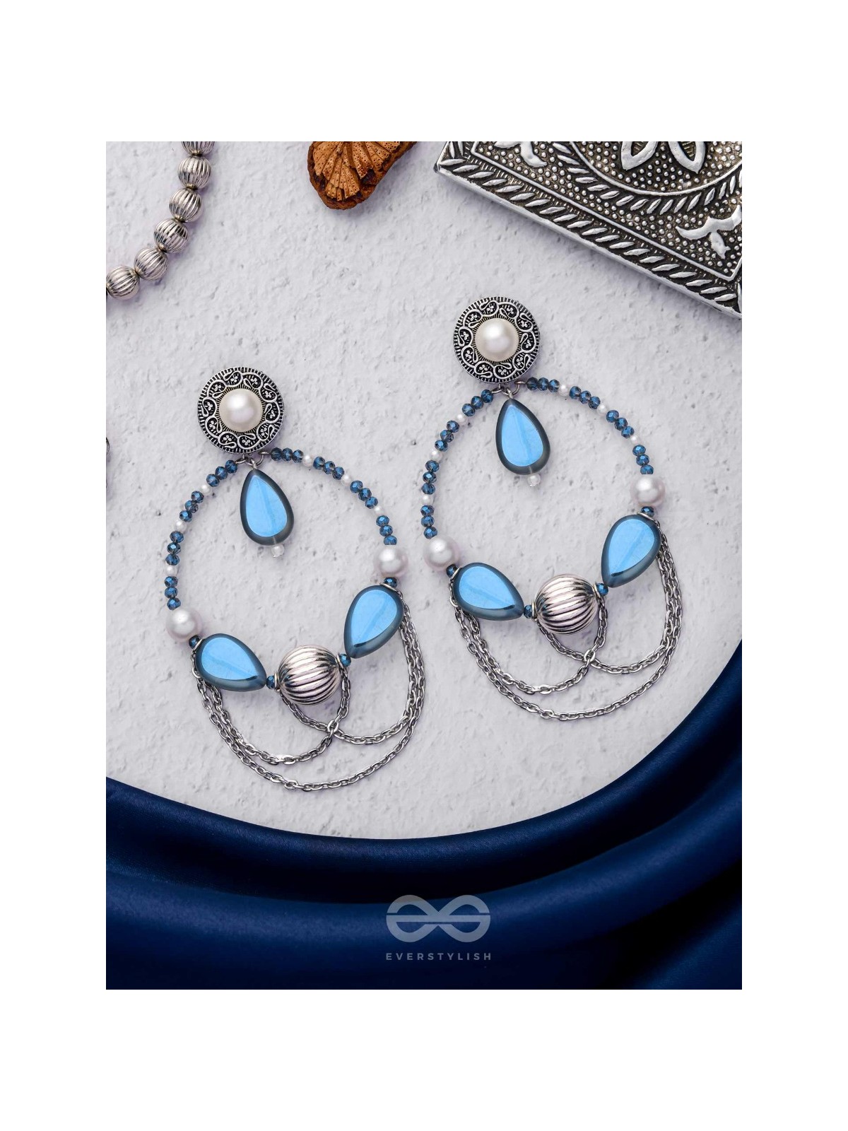 Ocean's Dreamland - Oxidised Beaded Earrings