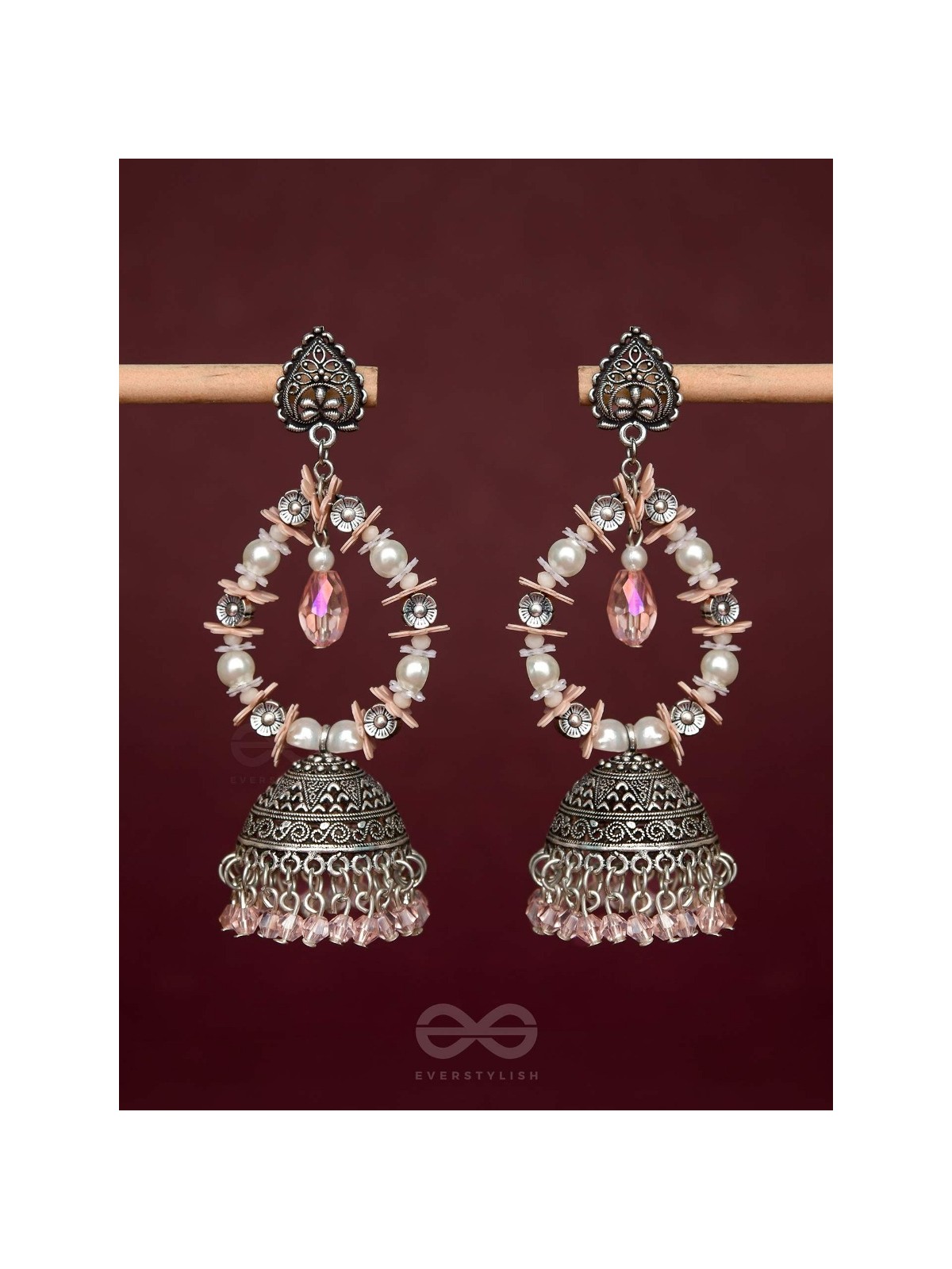 Soft Tinge Sparkles - Statement Jhumka Earrings