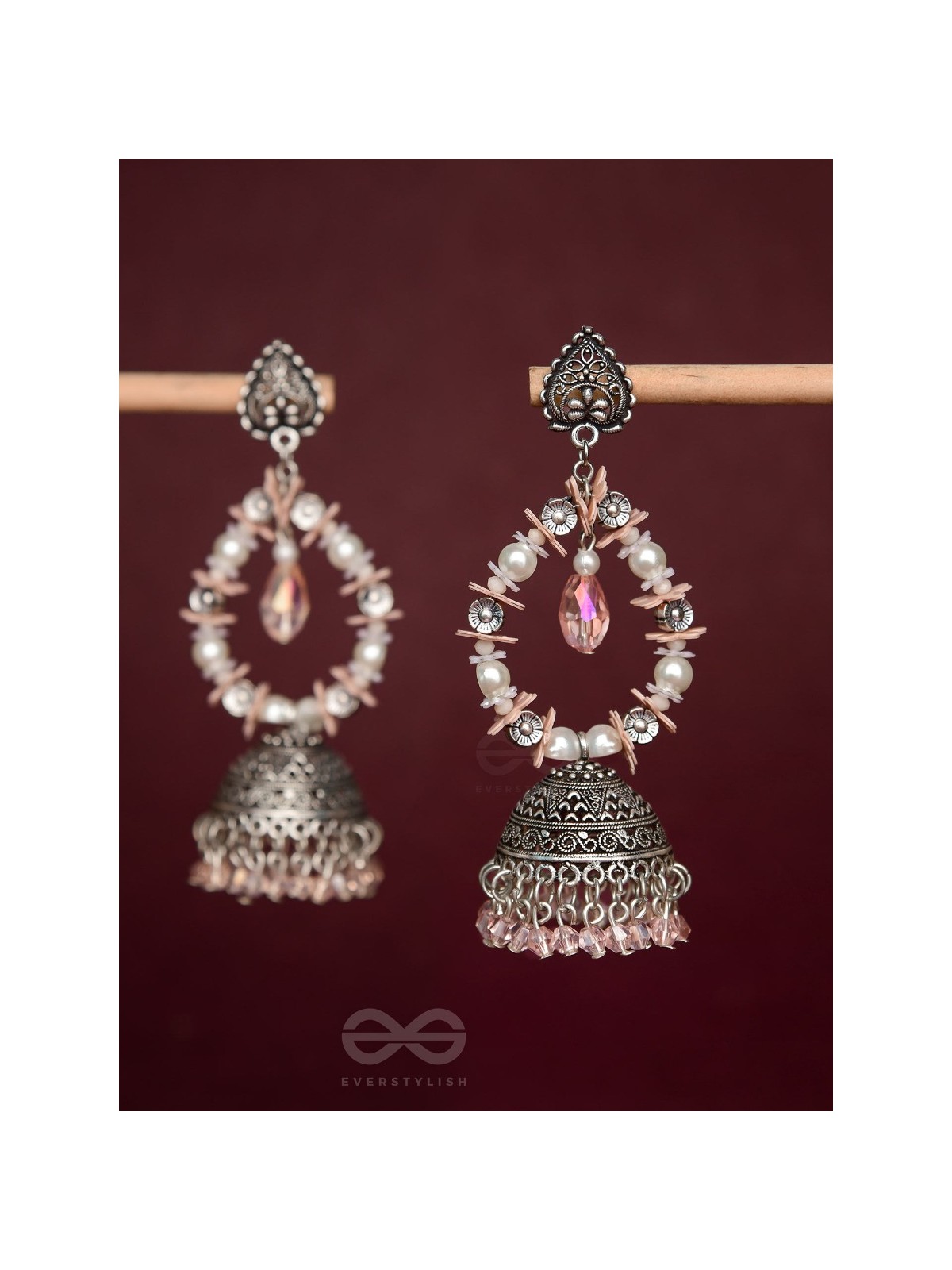 Soft Tinge Sparkles - Statement Jhumka Earrings