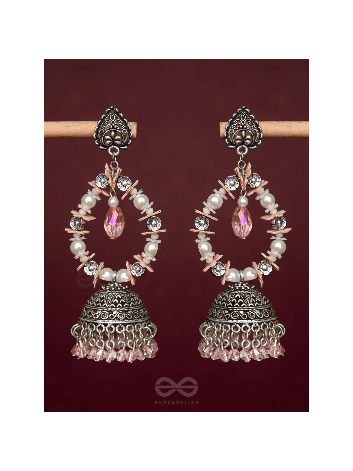 Soft Tinge Sparkles - Statement Jhumka Earrings