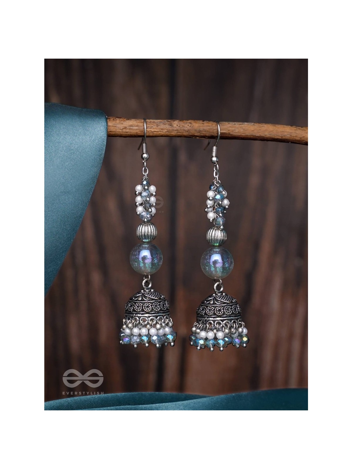 Dreamy Skies - Oxidised Beaded Earrings