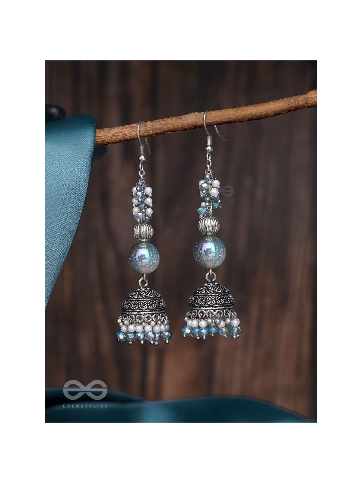 Dreamy Skies - Oxidised Beaded Earrings