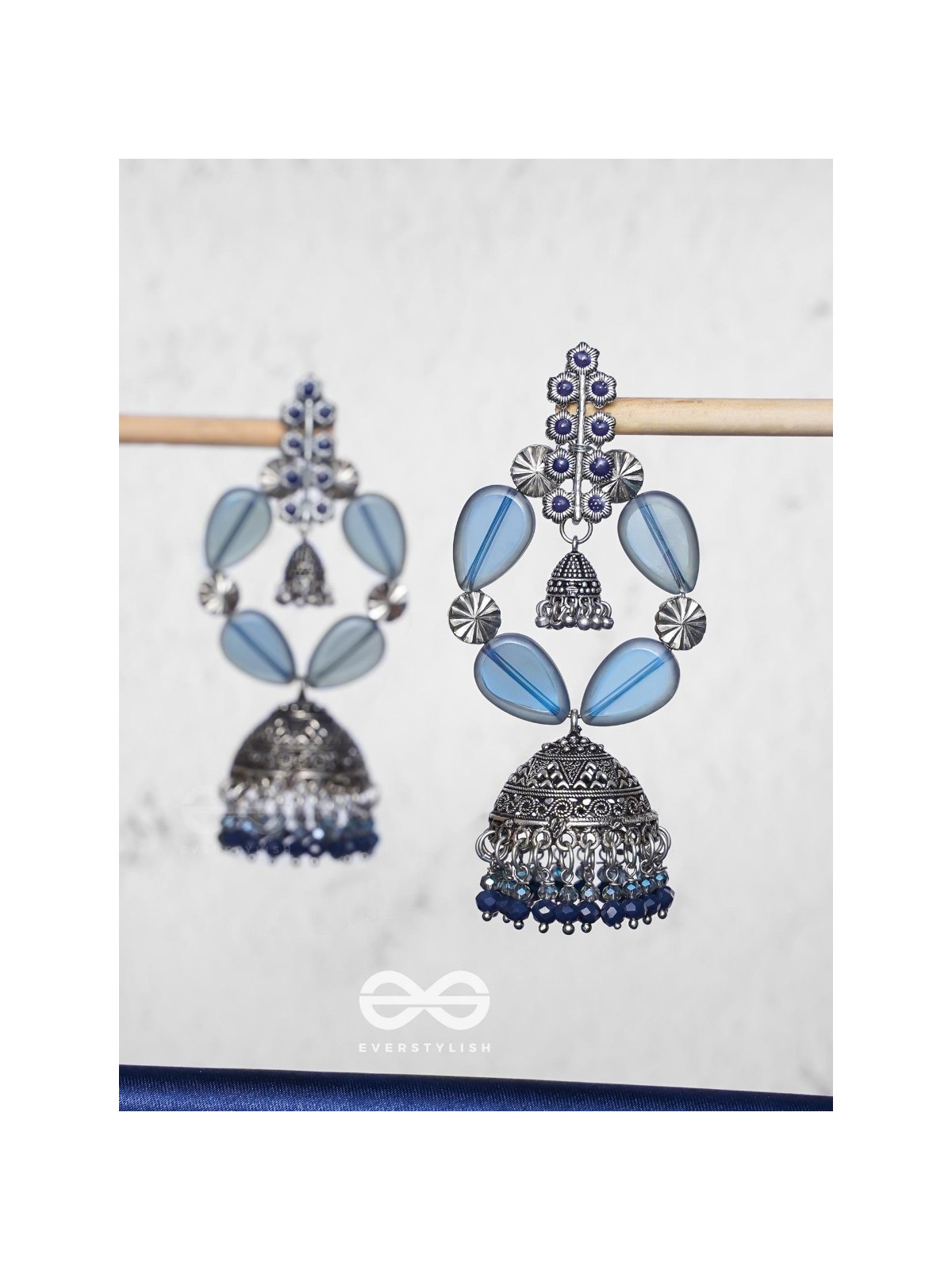 Mystical Skylight - Statement Oxidised Jhumka Earrings