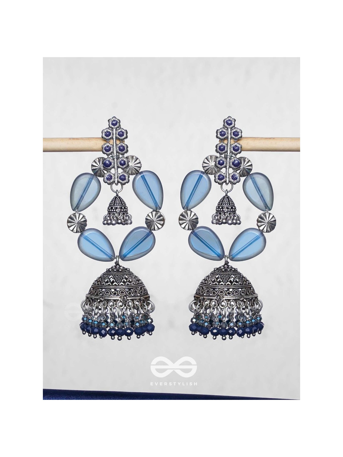 Mystical Skylight - Statement Oxidised Jhumka Earrings