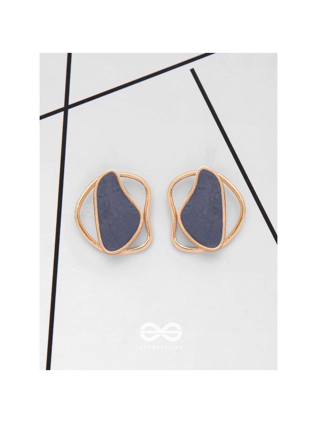 The Mystical Aura - Golden Enamelled Stud Earrings