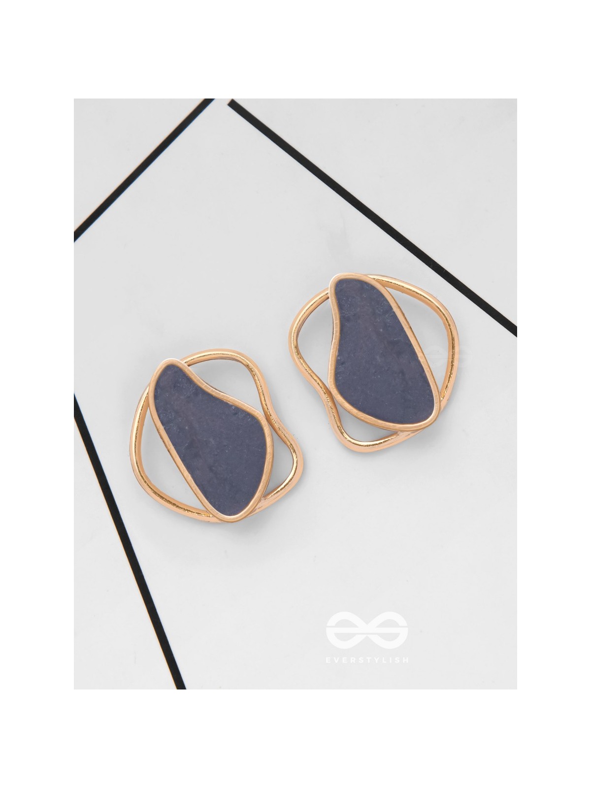 The Mystical Aura - Golden Enamelled Stud Earrings
