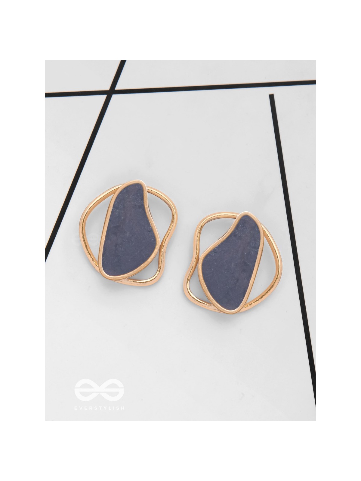 The Mystical Aura - Golden Enamelled Stud Earrings